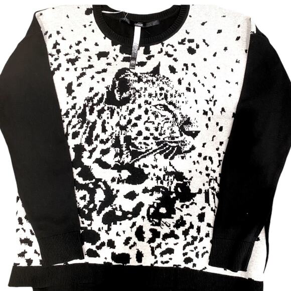 Kensie Sweater Leopard Print Medium Animal Lover Crewneck Sweater Fall Cheetah - Picture 1 of 6